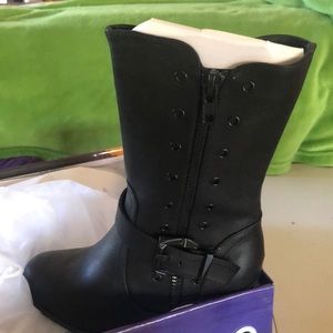 Black Boots with Zipper and 2” heel NEW
